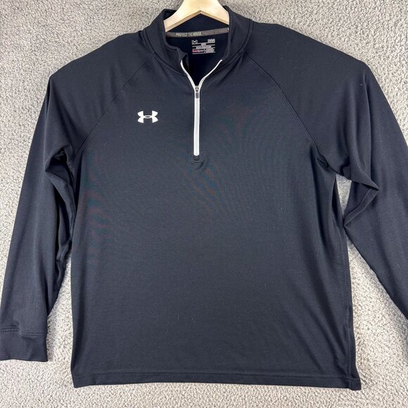 Under Armour Jacket Mens Large‎ Black Loose Heatgear 1/4 Zip Outdoor Casual Run - Picture 1 of 10